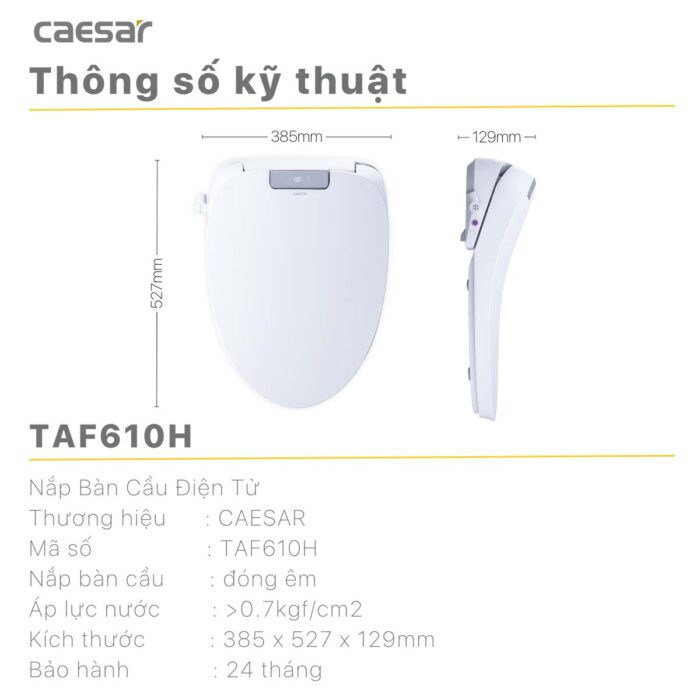 Bồn cầu thông minh CAESAR C1353F TAF610H nắp điện tử - Ảnh 3
