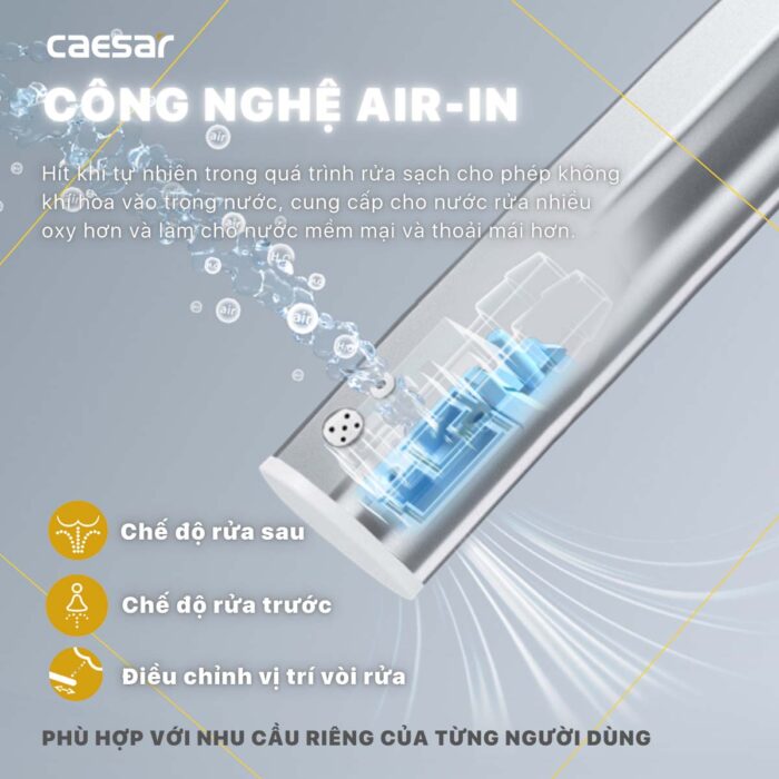 Bồn cầu thông minh CAESAR C1353F TAF610H nắp điện tử - Ảnh 26