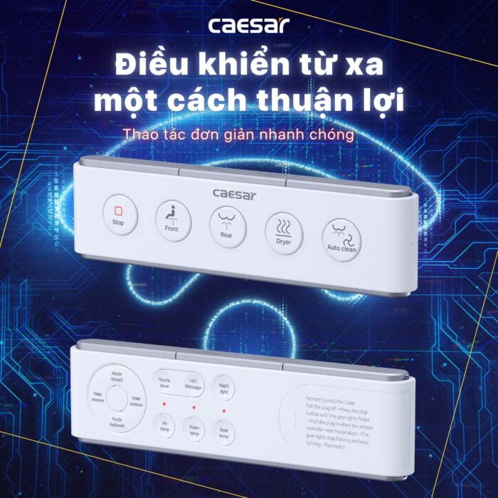 Bồn cầu thông minh CAESAR C1353F TAF610H nắp điện tử - Ảnh 9