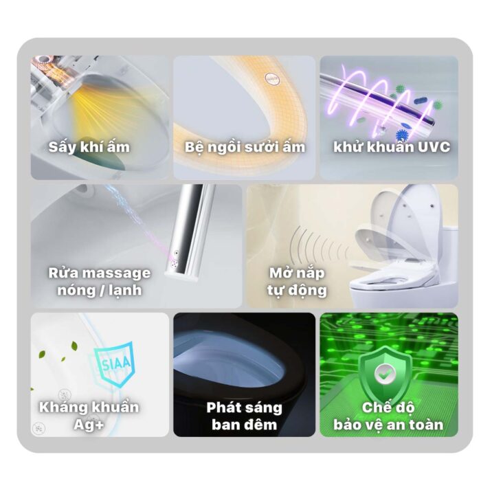 Bồn cầu thông minh CAESAR C1353F TAF610H nắp điện tử - Ảnh 23