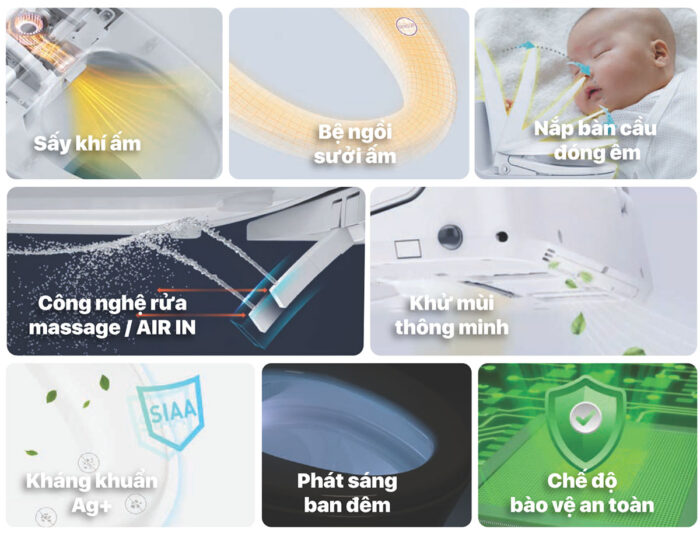 Bồn cầu thông minh CAESAR CD1320 TAF710H nắp rửa điện tử - Ảnh 3