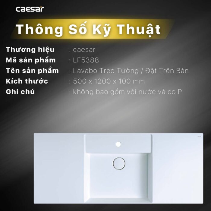 Chậu lavabo đặt bàn CAESAR LF5388 - Ảnh 2