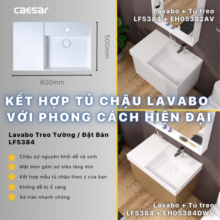 Chậu lavabo đặt bàn CAESAR LF5384 - Ảnh 6