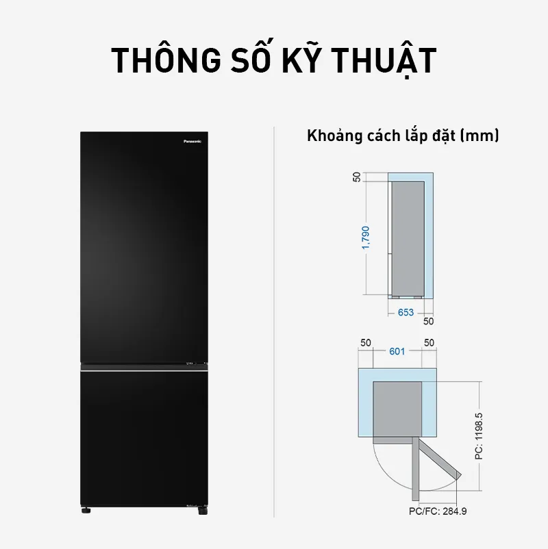[Trả góp 0%] Tủ lạnh Panasonic Diệt Khuẩn 325L NR-BV361BPKV Cấp Đông Mềm - Ngăn Đá Dưới - Siêu Tiết Tiệm Điện Năng - Bảo hành 2 năm