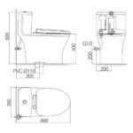 Bản vẽ kĩ thuật Bồn cầu 1 khối VIGLACERA V803 nắp êm