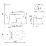 Bản vẽ kĩ thuật Bồn cầu 1 khối VIGLACERA V825 nắp êm