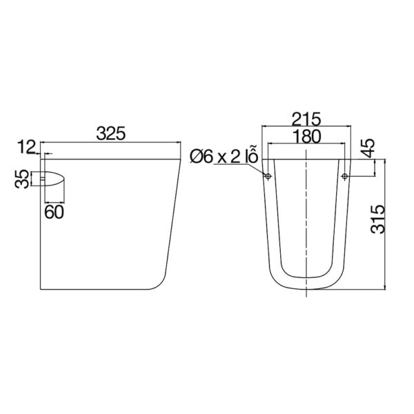 Bản vẽ kĩ thuật Chân chậu lavabo VIGLACERA V23 lửng