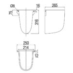 Bản vẽ kĩ thuật Chân chậu lavabo VIGLACERA V511 lửng
