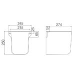 Bản vẽ kĩ thuật Chân chậu lavabo VIGLACERA V59 lửng