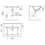 Bản vẽ kĩ thuật chậu lavabo VIGLACERA US3 âm bàn