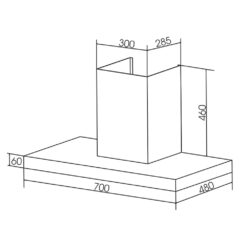 Bản vẽ kích thước Máy hút mùi BLUEGER B-T7070 70cm chữ T