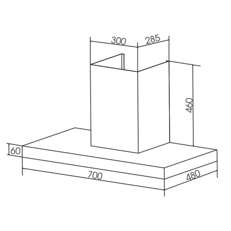 Bản vẽ kích thước Máy hút mùi BLUEGER B-T7070 70cm chữ T