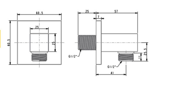 Bản vẽ kỹ thuật Cút nối sen âm tường American Standard FFAS9142HG EasySET