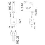 Bản vẽ kỹ thuật Vòi lavabo American Standard 1025050001 cảm ứng cổ cao