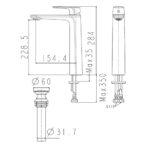 Bản vẽ kỹ thuật Vòi lavabo American Standard WF-1702HG cổ cao nóng lạnh