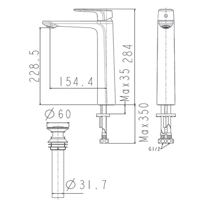 Vòi lavabo AMERICAN STANDARD WF-1702WS cổ cao nóng lạnh - Ảnh 2