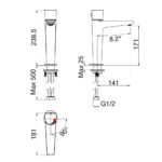 Bản vẽ kỹ thuật Vòi lavabo VIGLACERA VG136.1 cổ cao nóng lạnh