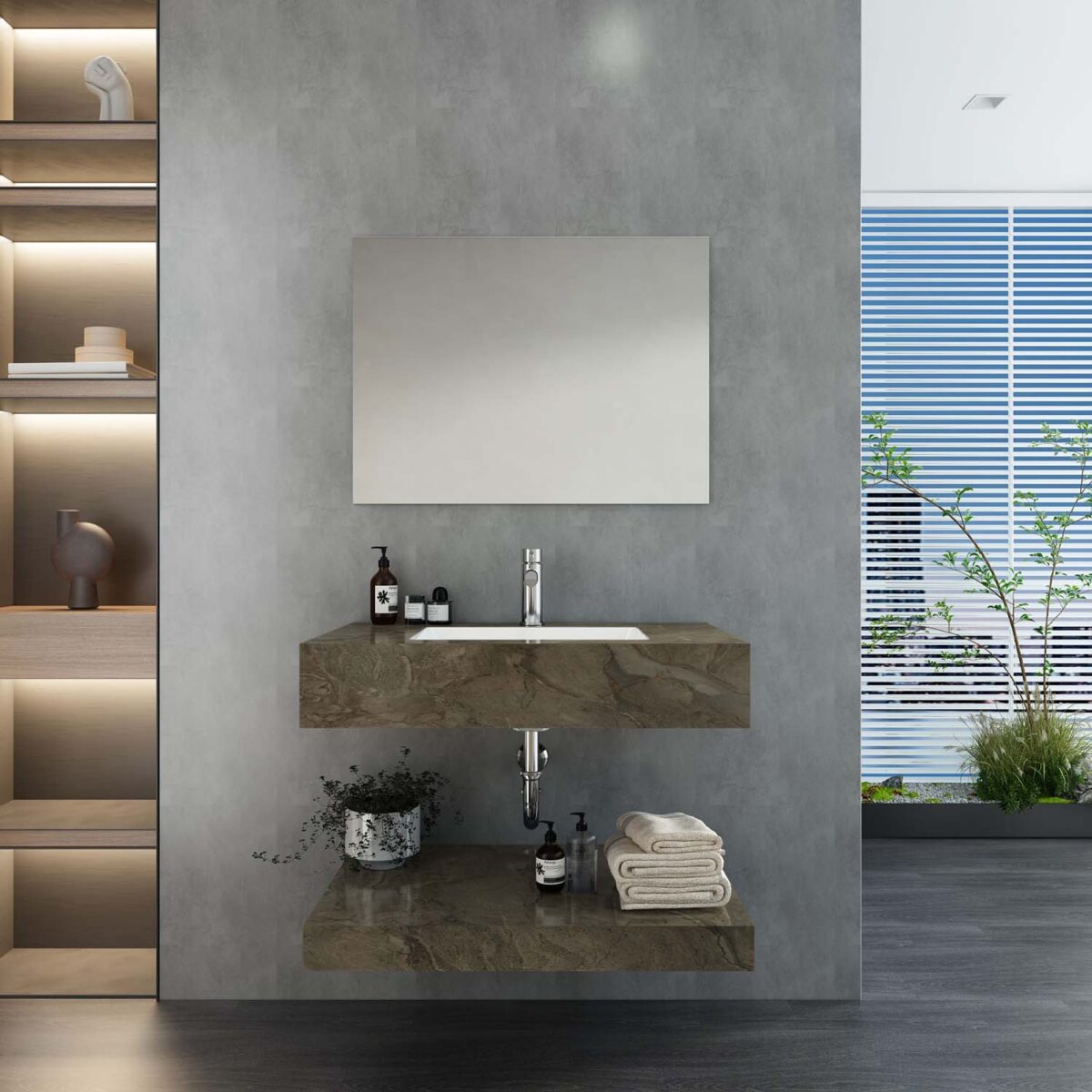 Bộ bàn đá lavabo VIGLACERA US8-9GP05 2 tầng - Ảnh 5