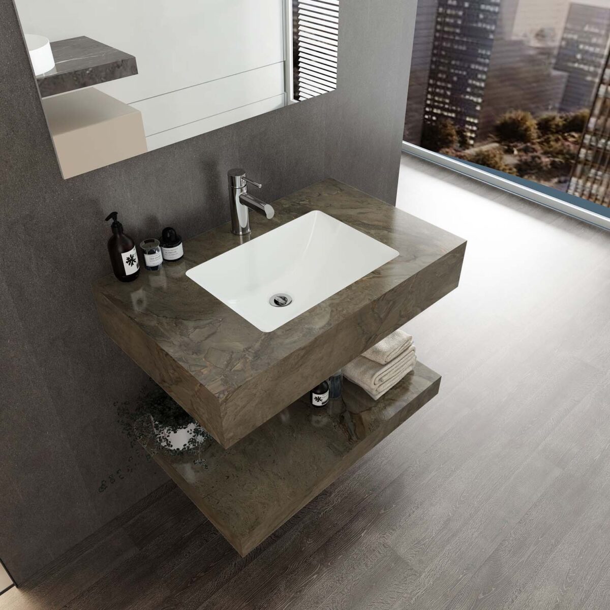 Bộ bàn đá lavabo VIGLACERA US8-9GP05 2 tầng - Ảnh 7