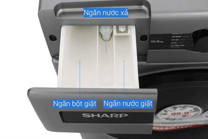 Máy giặt Sharp ES-FH105BV-B 10.5kg Inverter - Ảnh 6