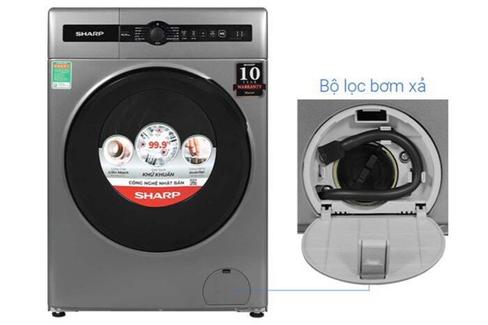 Máy giặt Sharp ES-FH105BV-B 10.5kg Inverter - Ảnh 9
