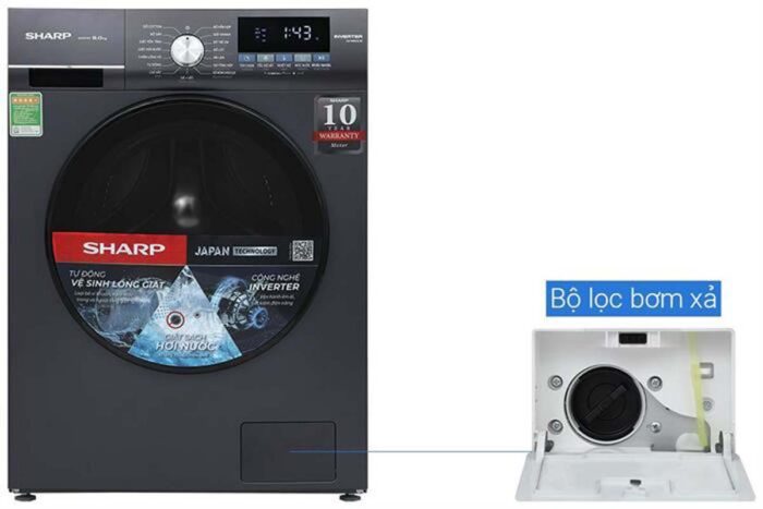 Máy giặt Sharp ES-FM90CB-DG 9kg Inverter - Ảnh 7