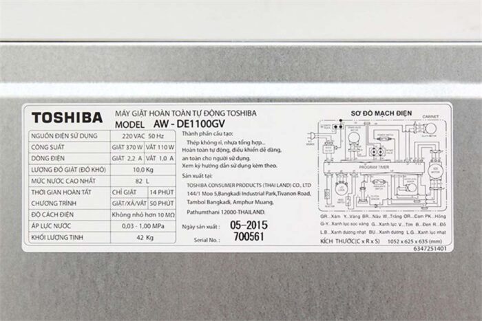 Máy giặt Toshiba AW-DE1100GV (WS) Inverter 10kg - Ảnh 21