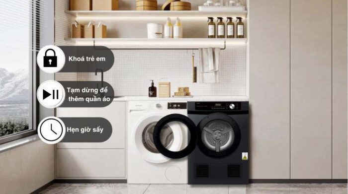 Máy sấy quần áo Aqua AQH-V901K.PS 9Kg - Ảnh 2