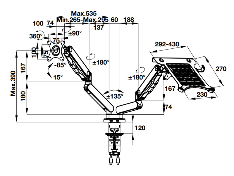 ban ve ky thuat tay treo man hinh hafele 818.70.910