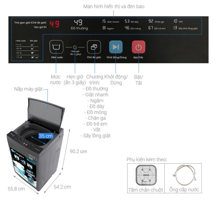Máy giặt Casper WT-10NB3 10kg - Ảnh 2