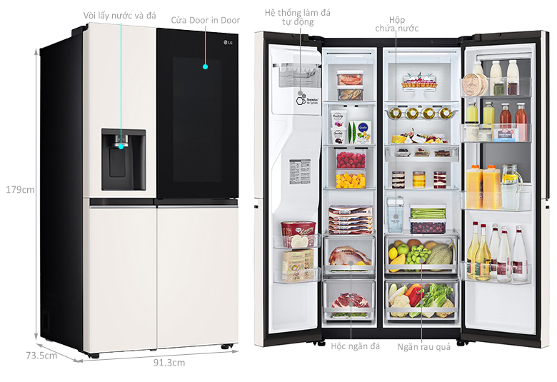 Tủ lạnh SBS LG Inverter 635 lít GR-X257BG