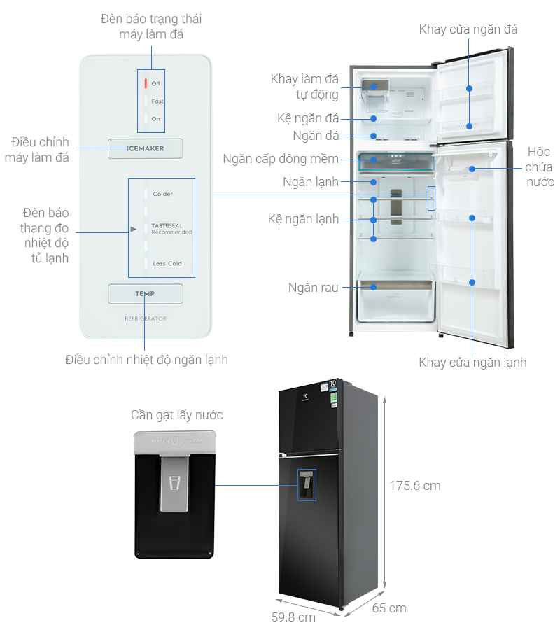Tủ lạnh Electrolux ETB3760M-H Inverter 340 lít