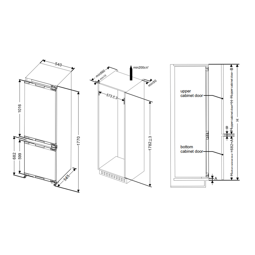 Kích thước Tủ lạnh âm Hafele HF-BI60X 534.14.080