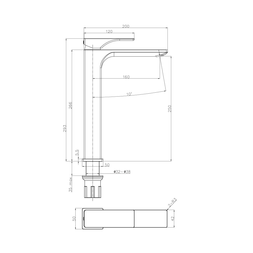 kich thuoc voi lavabo Hafele Regal 250 495.61.121