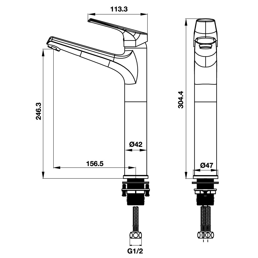 Kích thước vòi lavabo Hafele Vigor 240 240 495.61.140