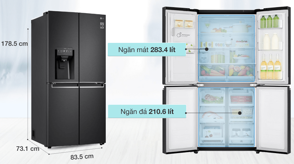Tủ lạnh LG Inverter 494 lít GR-D22MB - giá tốt, có trả góp