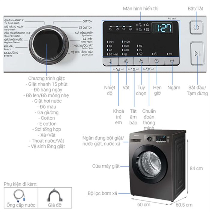 Máy giặt Samsung WW85T4040CX/SV Inverter 8.5kg - Ảnh 3
