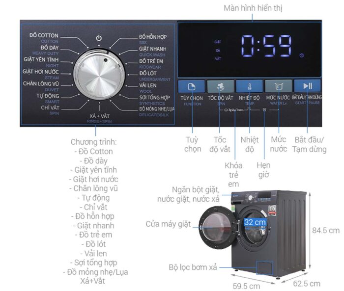 Máy giặt Sharp ES-FM110CB-SB 11kg Inverter - Ảnh 2