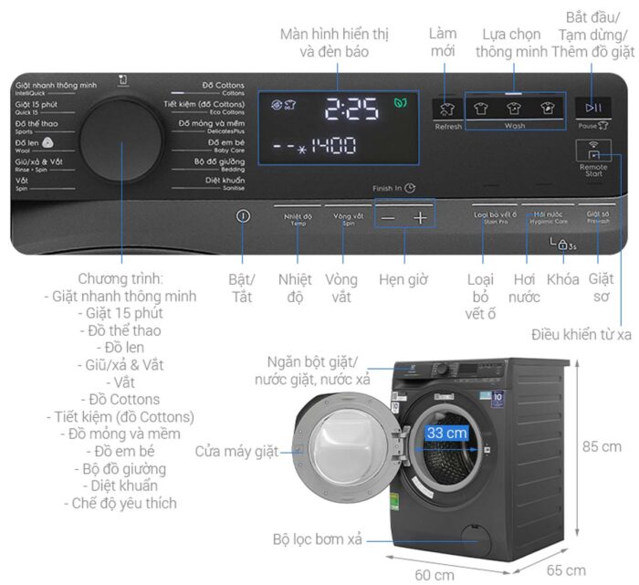 Máy giặt Electrolux EWF1043R7SC UltimateCare 10kg inverter - Ảnh 3