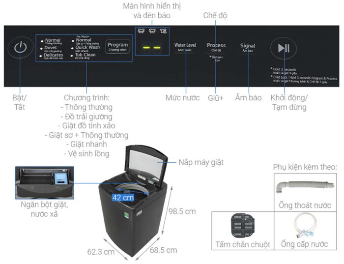 Máy giặt LG T2512VBTB 12kg inverter - Ảnh 3