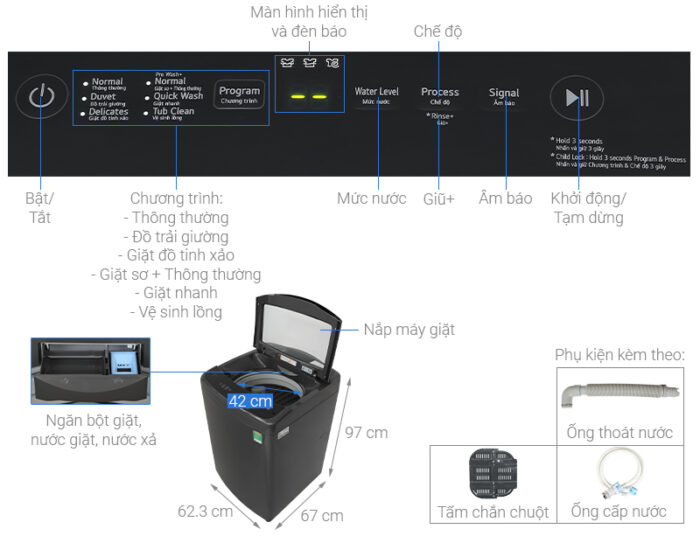 Máy giặt LG T2514VBTB 14kg inverter - Ảnh 3