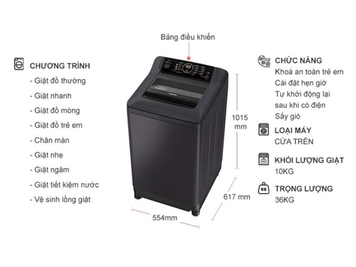 Máy giặt Panasonic NA-F100A4BRV 10kg - Ảnh 2