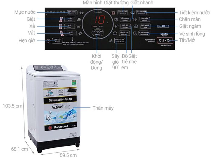 Máy giặt Panasonic NA-F100A4GRV 10kg inverter - Ảnh 3