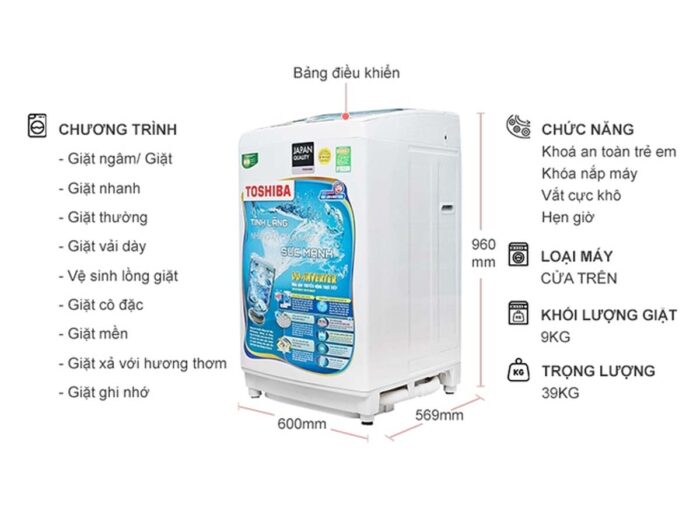 Máy giặt Toshiba AW-DC1000CV 9kg - Ảnh 2