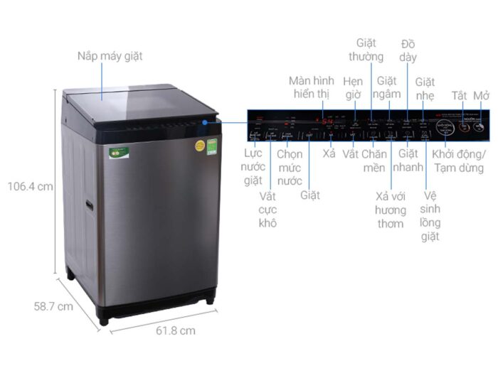Máy giặt Toshiba AW-DG1600WV (SK) Inverter 15kg - Ảnh 2