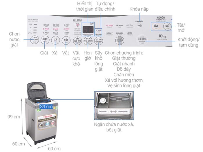Máy giặt Toshiba AW-H1100GV SM 10kg - Ảnh 3