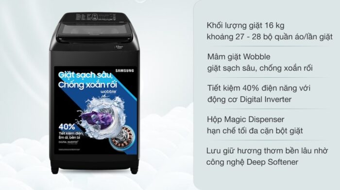 Máy giặt Samsung WA16R6380BV/SV Inverter 16kg - Ảnh 2