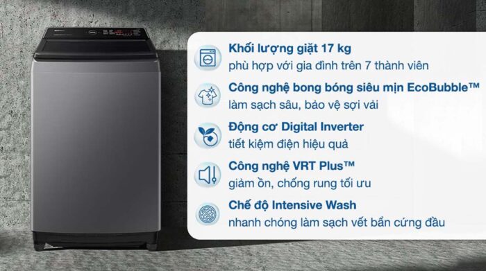 Máy giặt Samsung WA17CG6442BDSV Inverter Ecobubble 17kg - Ảnh 2