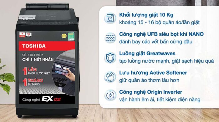 Máy giặt Toshiba AW-DUM1100JV (SG) Inverter 10kg - Ảnh 2