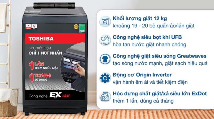 Máy giặt Toshiba AW-DUM1300KV (MG) Inverter 12kg - Ảnh 2